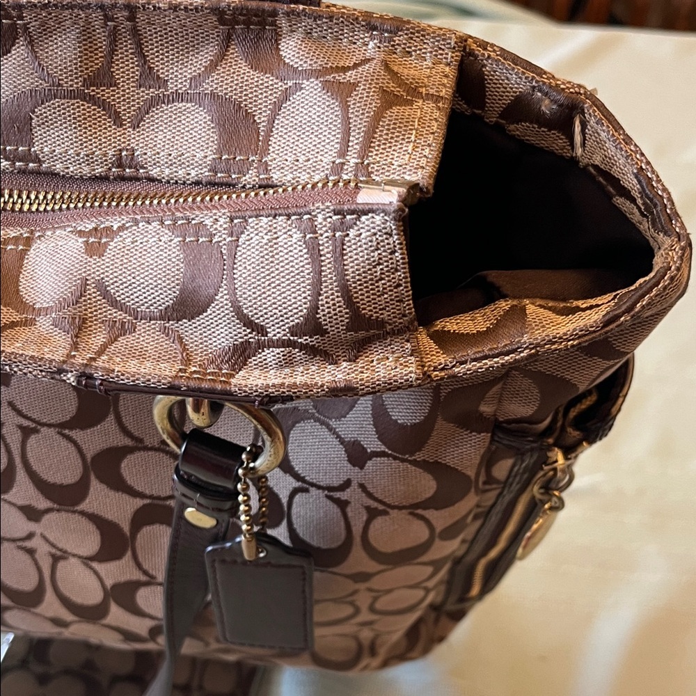 Coach Tan and dark brown Signature Tote - Picture 11 of 13
